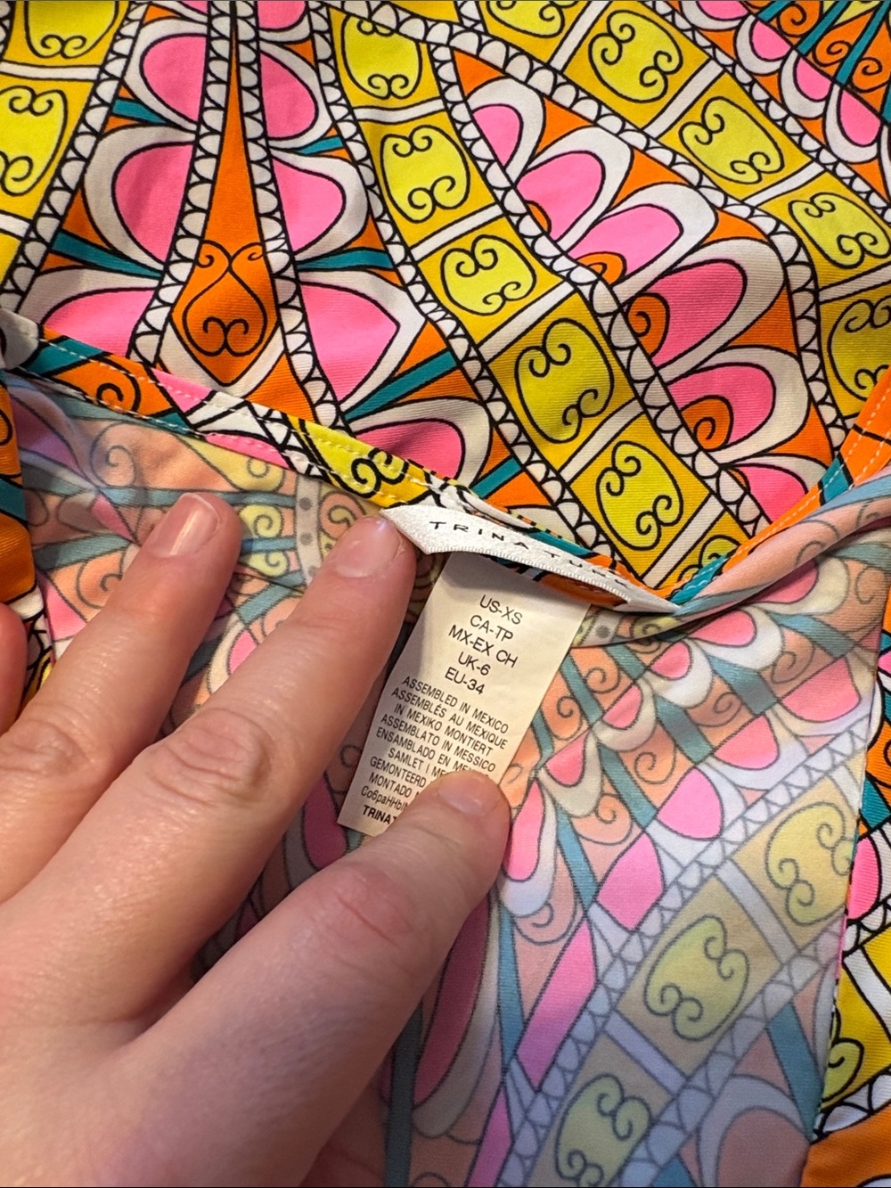 Trina Turk Vibrant Orange,Pink, Yellow Printed Swim One Piece 6 & Cover XS Set - Picture 15 of 15